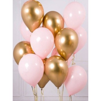 Μπουκέτο με Χρυσά - Ροζ Μπαλόνια για κορίτσι